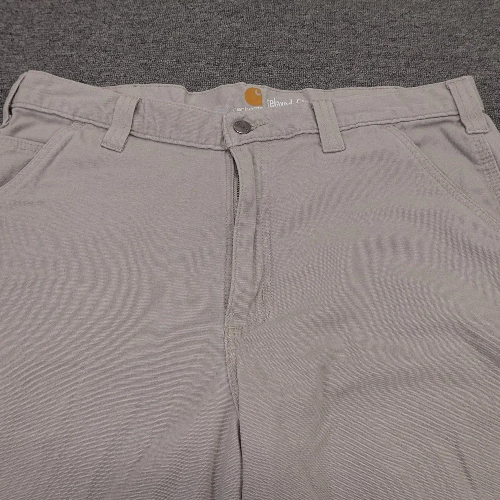 Carhartt Cargo Shorts Mens 36 Beige Canvas Stretch 11 Inseam Workwear Relaxed